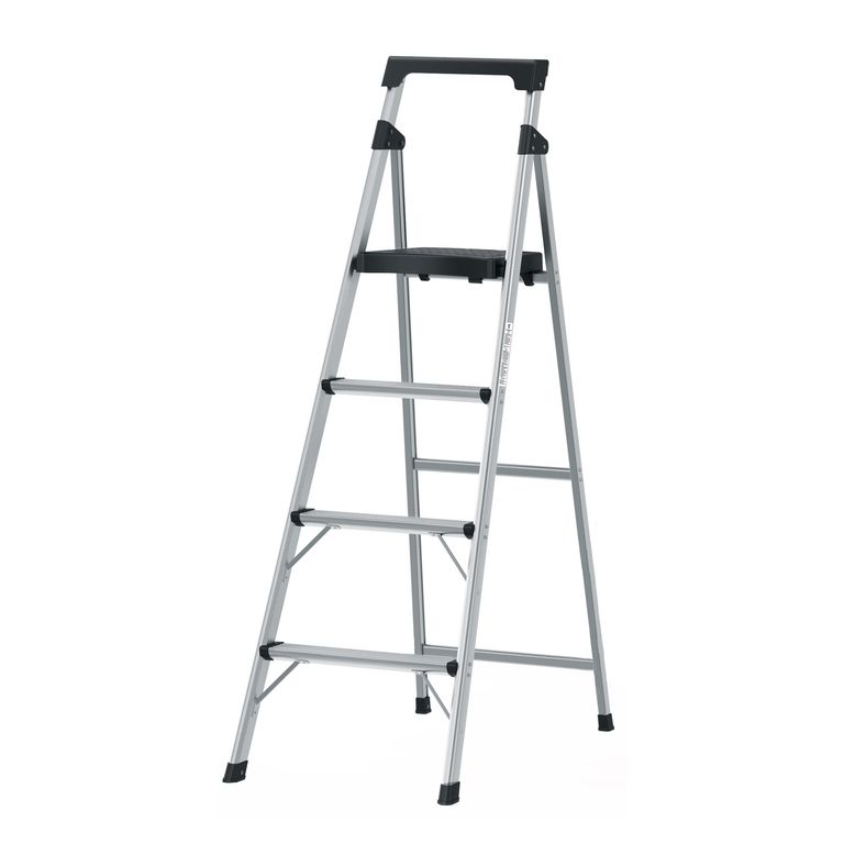 Escalera tubular plegable, 4 peldaños, aluminio 16765