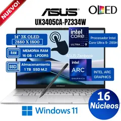 ASUS - Laptop Zenbook 14 UX3405CA-PZ334W 14" OLED Touch, Core Ultra 9-285H, Ram, 16GB, SSD 1TB, Win 11