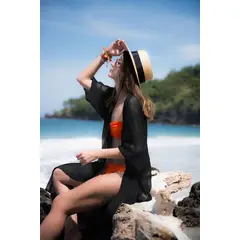 KAST PE - Salida de Playa Kimono Modelo Ynes - Talla ML - Negro