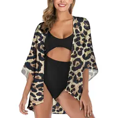 KAST PE - Kimono capa mujer Leopard print XL - Beige marrón