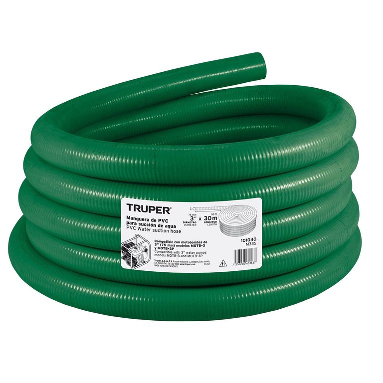 Rollo de manguera rígida 3" succión para motobomba, rollo 30 m