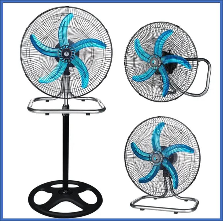 Ventilador industrial 3 en 1 de 18" 5 aspas piso,pared,escritorio