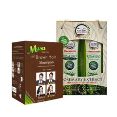 NEVADA NATURAL PRODUCTS - Set Shampoos Romero Crecepelo y Acondicionador y cubre Canas Marrón