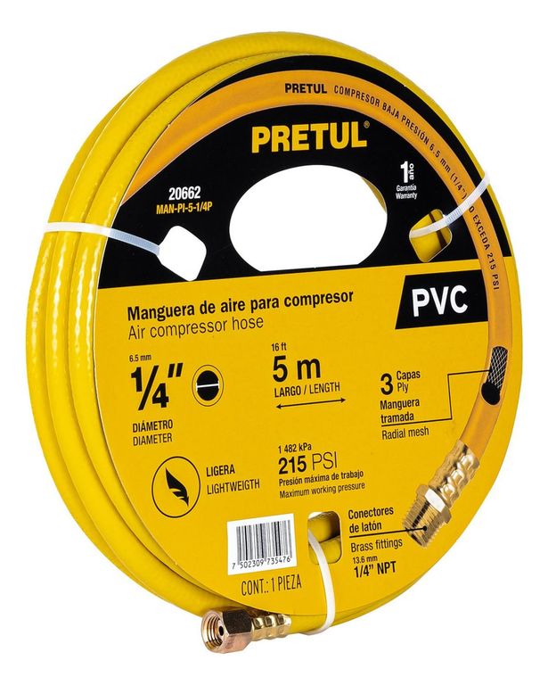 Manguera de pvc para compresora 5 m x 1/4'