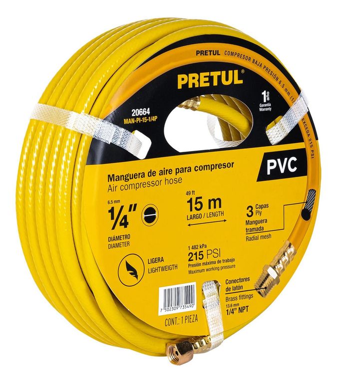 Manguera de pvc para compresora 15 m x 1/4'
