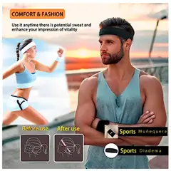 GENERICO - Pack Diadema y Muñequera Deportiva Soporte de Muñeca