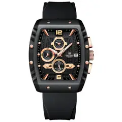 NAVIFORCE - Reloj 8025 Oro Rosa con Correa de Silicona Negro NAV-122