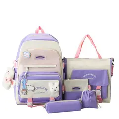 GENERICO - Kits de 5 Piezas de mochilas kawaii escolares bolsos coreanos