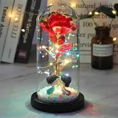 GENERICO - Rosa Eterna Luz Led Flor Eterna Artificial Cupula