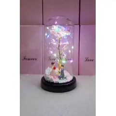 GENERICO - Rosa Eterna Luz Led Flor Eterna Artificial Cupula