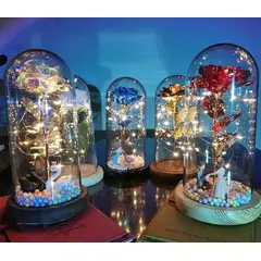 GENERICO - Rosa Eterna Luz Led Flor Eterna Artificial Cupula