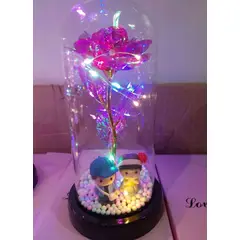 GENERICO - Rosa Eterna Luz Led Flor Eterna Artificial Cupula