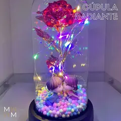 GENERICO - Rosa Eterna Luz Led Flor Eterna Artificial Cupula