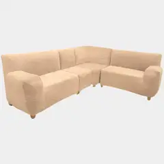 SALA FABULOSA - Funda de mueble modular 4 piezas con 6 fundas de cojines BEIGE NUDE