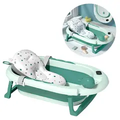 BUYPAL - Bañera Plegable Bebe Termostato Cojin Verde