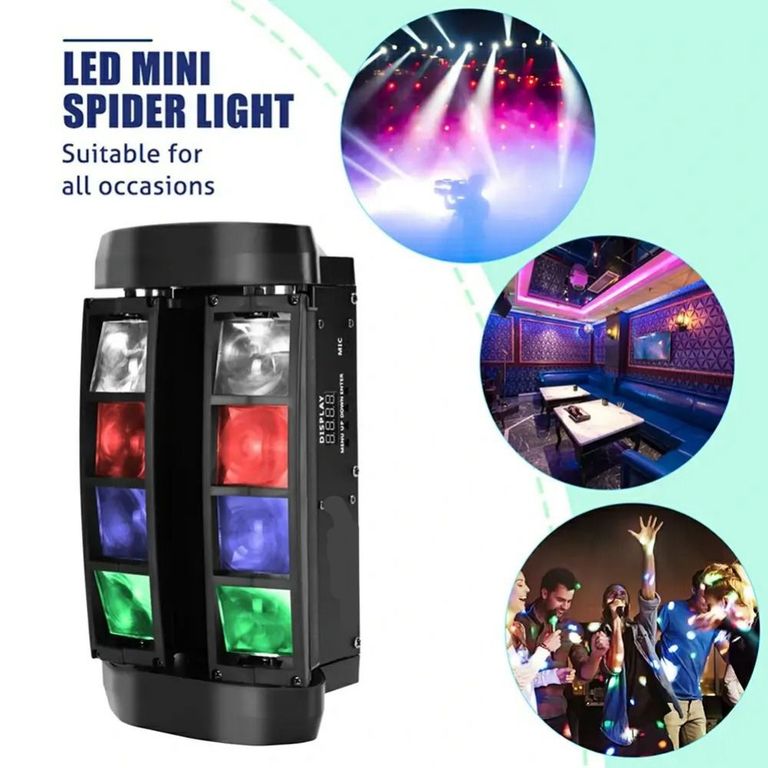 Mini Araña Luz de escenario Iluminación LED para DJ RGBW
