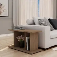 TU MESITA - Mesa Lateral Moderna Isa Marrón