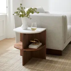 TU MESITA - Mesa Lateral Moderna Jefferson MarrónBlanco