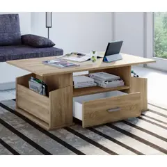 TU MESITA - Mesa de Centro Moderna Barahona Roble 1 Cajón