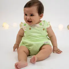 WAWA PIMA - OVEROL BOMBACHO CUADRIVERDE, PARA BEBÉ 100% ALGODÓN PIMA