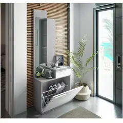 VENTITAS HOME - Zapatera Moderna Nymphia Cemento y Blanco