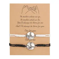 GENERICO - Set x 2 pulseras pelota de béisbol para mejores amigos o parejas