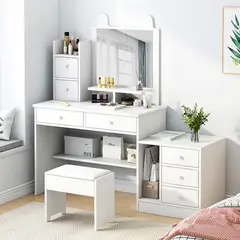 TU MESITA - Tocador con Velador Moderno Xime Blanco