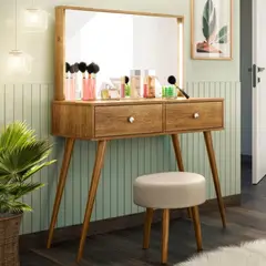 TU MESITA - Tocador Vintage clásico 2 cajones + espejo Chester color Duna