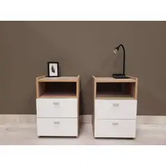 TU MESITA - Veladores Mesas de Noche set x2 Dakar color BlancoHaya