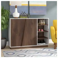 VENTITAS HOME - Zapatera Contemporánea Xunami Blanco y Bellota