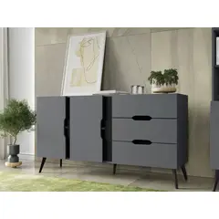 TU MESITA - Cómoda Moderna Juvenil Macabi color GrisNegro