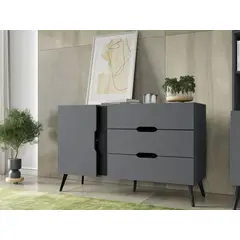 TU MESITA - Cómoda Moderna Juvenil Macabi color Gris/Negro