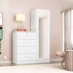 TU MESITA - Cómoda con espejo mas 4 cajones Bako Color Blanco