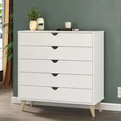 TU MESITA - Cómoda Vertical Sofia color Blanco 5 cajones