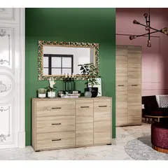 TU MESITA - Cómoda Juvenil Karol color Macadamia 3 cajones 2 puertas