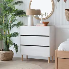 TU MESITA - Cómoda Minimalista Arhbo 3 Cajones Blanco
