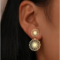 KAST PE - Aretes Pendientes Mujer Modelo Sunflower - Dorado