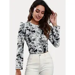 GENERICO - Blusa Cecilia - Blusa de Manga Larga con Estampado