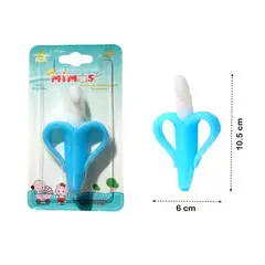 GENERICO - Mordedor de Silicona Plátanito Celeste con Sujetador