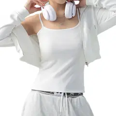 ZIMRAHYG - Crop top básico sin mangas para mujer corte slim canalé