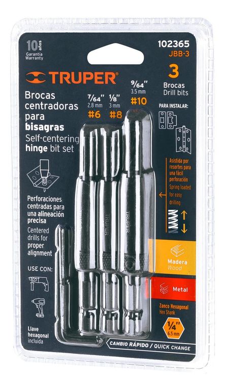 Juego de 3 brocas para bisagra