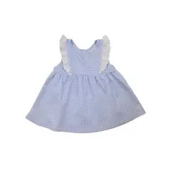 WAWA PIMA - VESTIDO CUADRICELESTE PARA BEBÉ 100% ALGODÓN PIMA