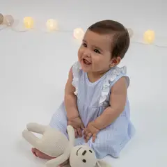 WAWA PIMA - VESTIDO MINI CUADRICELESTE PARA BEBE NIÑA 100% ALGODON PIMA