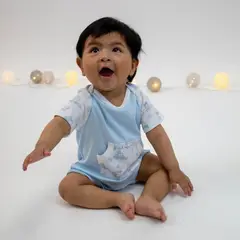 WAWA PIMA - ENTERIZO SHORT CARS PARA BEBÉ 100% ALGODÓN PIMA