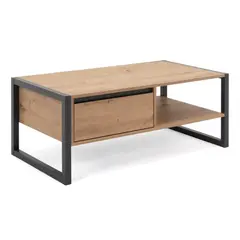 TU MESITA - Mesa de centro industrial 1 cajón Pique color Haya