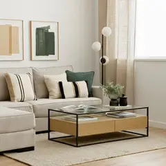 TU MESITA - Mesa de Centro industrial 2 cajones Manila color Duna