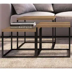 TU MESITA - Mesas de Centro set x3 Hanna color Marrón