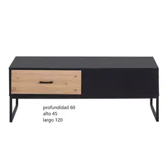 TU MESITA - Mesa de centro industrial 2 cajones Austin color Negro/Duna