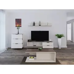 TU MESITA - Mesa de centro moderna Rochi color Blanco/Marrón