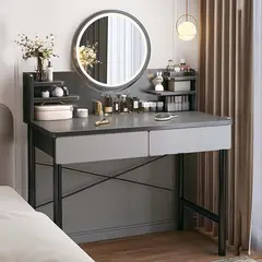 TU MESITA - Tocador Moderno 2 cajones Priscila color Negro/Gris